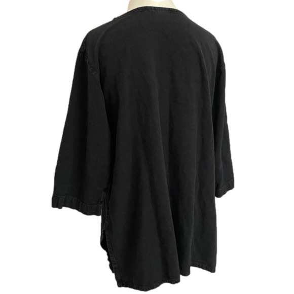 Kaliyana Artwear Black Linen Blend Asymmetric Hem Short Sleeve Tunic - S 🇨🇦 - Picture 5 of 8